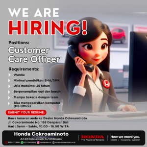 Customer Care Officer Honda Cokroaminoto